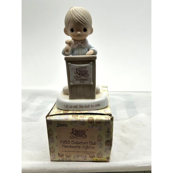 Precious Moments 1983 Collectors Club Let Us Call This Club To Order E-0303 Figu - Picture 2 of 11